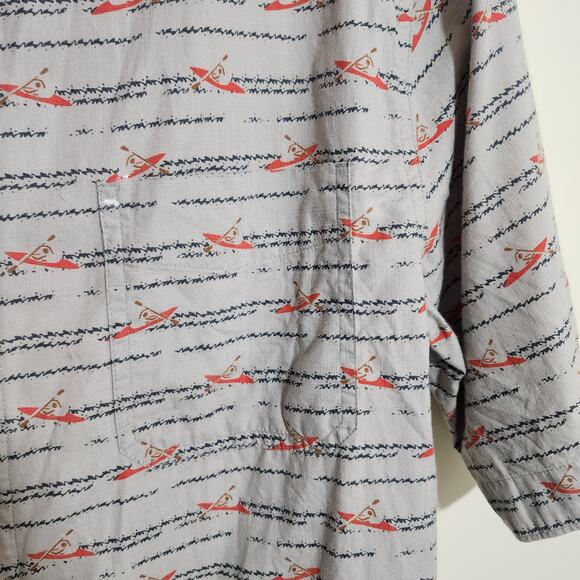 Woolrich kayak print organic cotton short sleeve button up shirt mens size large - Picture 5 of 9